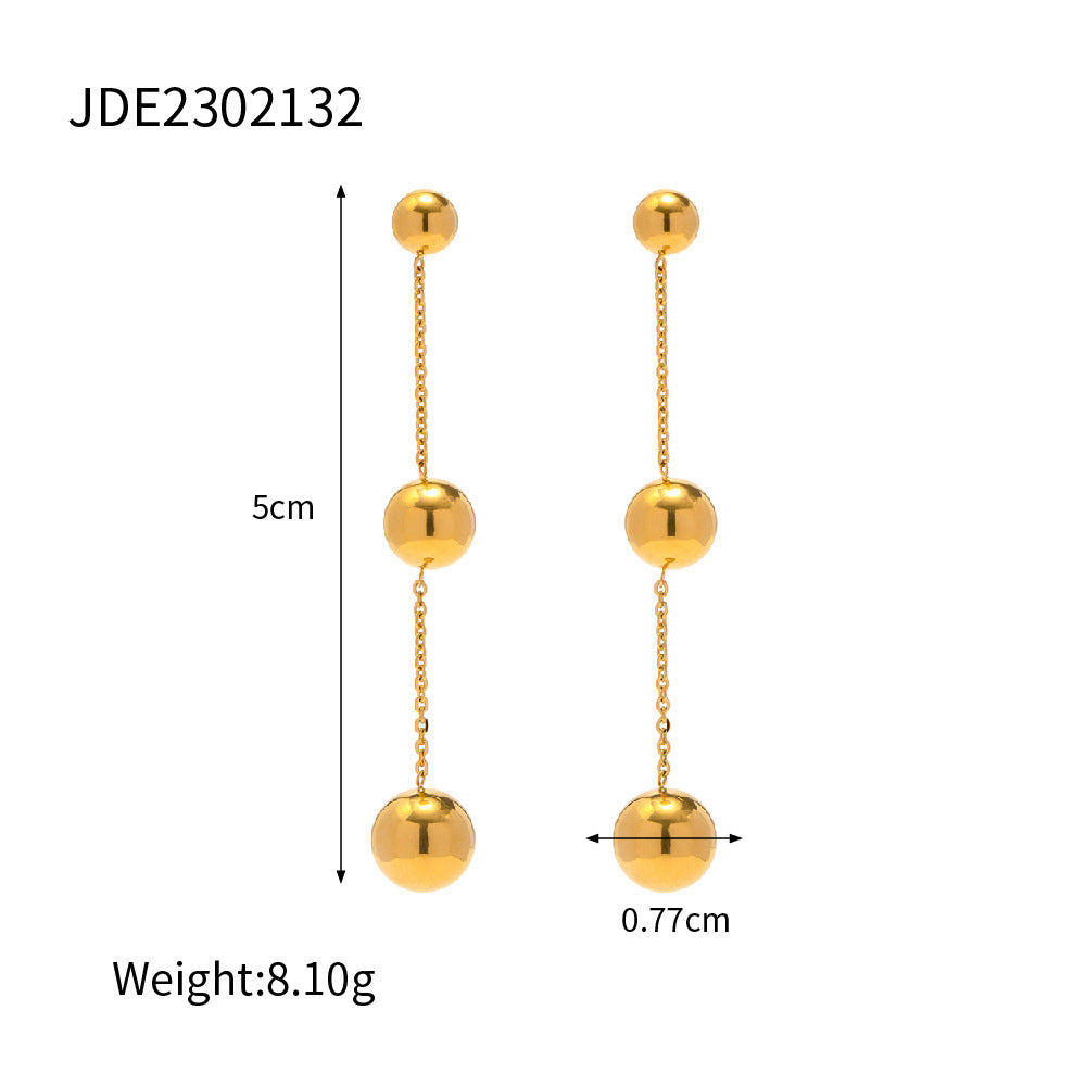 Örhängen med Hänge i Rostfritt Stål och Boll