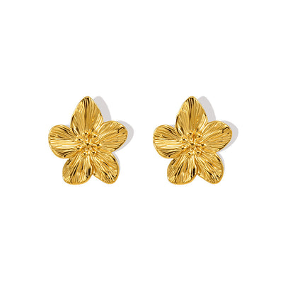 Enkla Guldfärgade Blomblad Studs