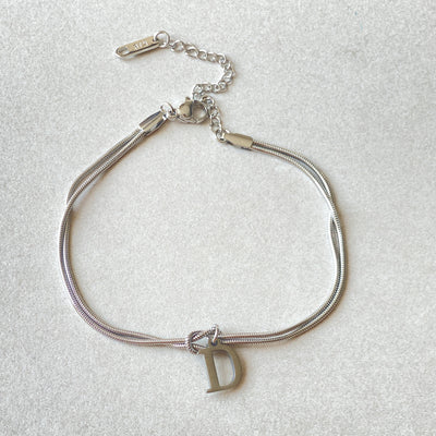 A-Z Love Knot Armband för Kvinnor & Par - Guldfärgad Stål Snake Chain Charm - Elegant Smycke till Alla Hjärtans Dag